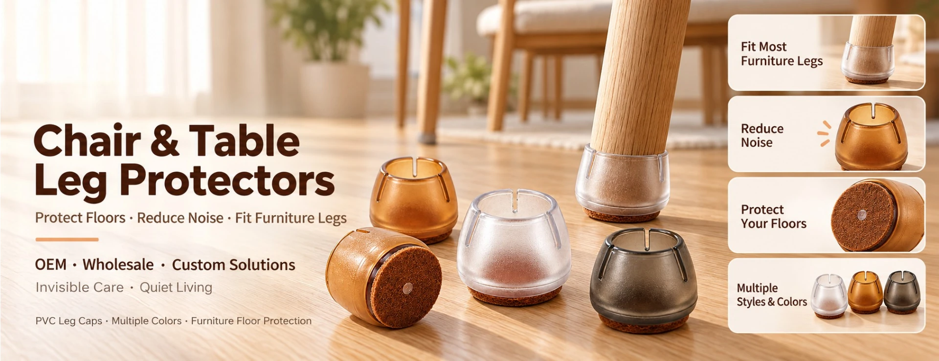 PVC Chair & Table Leg Caps — product range and applications