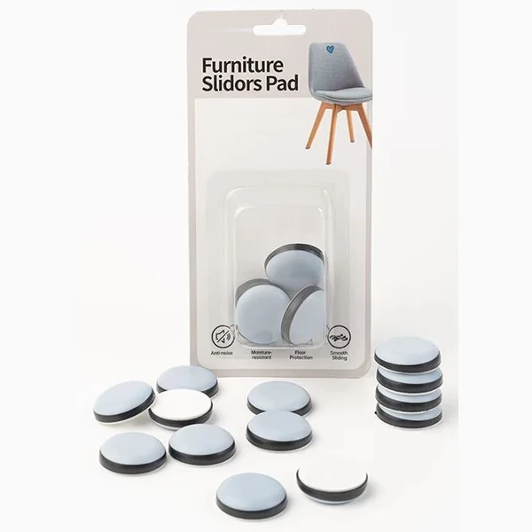 Small round PTFE glides in retail packaging