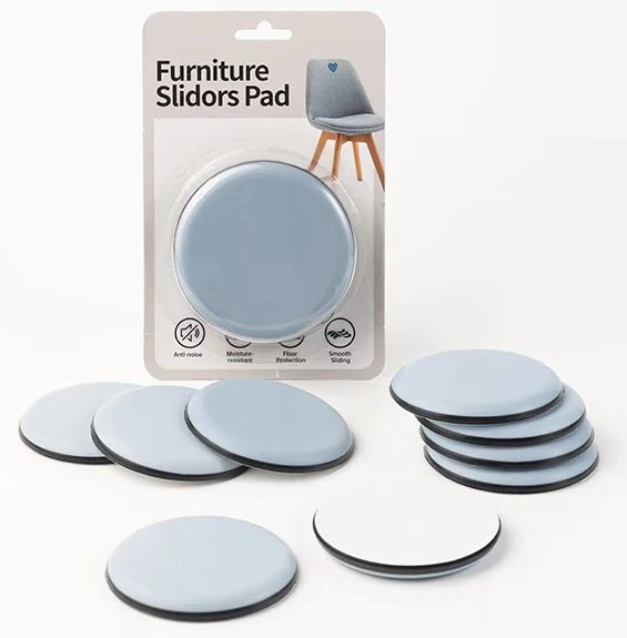 Round PTFE glides with retail packaging